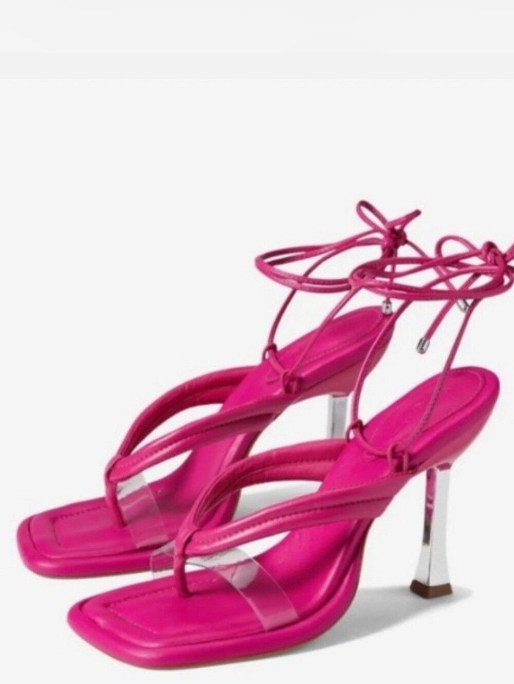 Schutz Meghan Ankle Tie Sandal Heels Hot Pink Size 8B